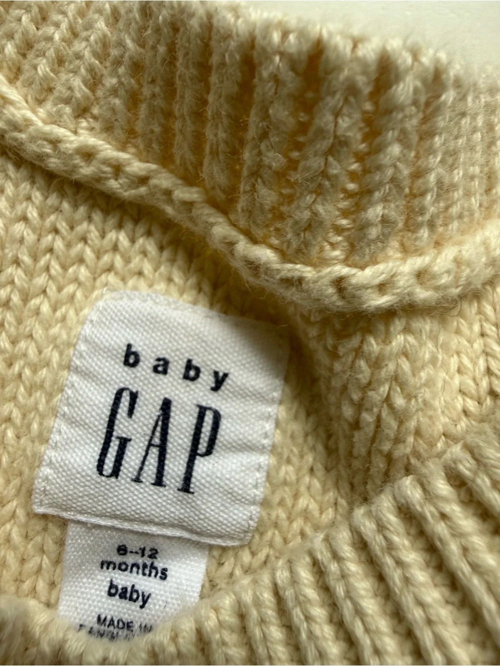 Baby GAP Cream Cable-Front Button-Shoulder Sweater